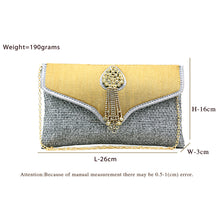 Load image into Gallery viewer, Two In One Jute V Flap Envelope Women Clutch - myStore20202019
