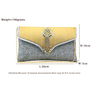 Two In One Jute V Flap Envelope Women Clutch - myStore20202019