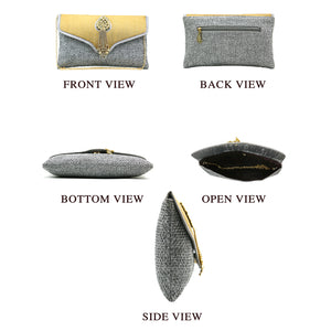 Two In One Jute V Flap Envelope Women Clutch - myStore20202019