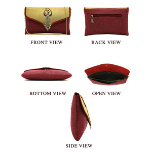 Two In One Jute V Flap Envelope Women Clutch - myStore20202019