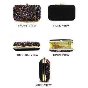 Two In One Multi Stone Frame Lock Women Clutch - myStore20202019