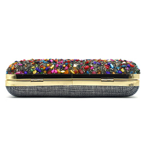 Two In One Multi Stone Frame Lock Women Clutch - myStore20202019