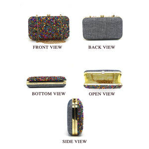 Two In One Multi Stone Frame Lock Women Clutch - myStore20202019