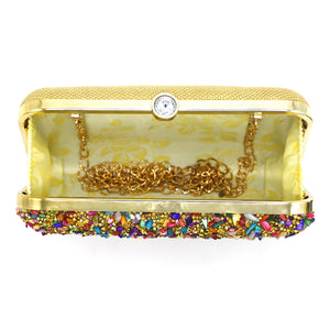 Two In One Multi Stone Frame Lock Women Clutch - myStore20202019