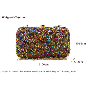 Two In One Multi Stone Frame Lock Women Clutch - myStore20202019