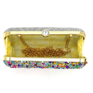 Two In One Multi Stone Frame Lock Women Clutch - myStore20202019