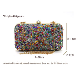 Two In One Multi Stone Frame Lock Women Clutch - myStore20202019