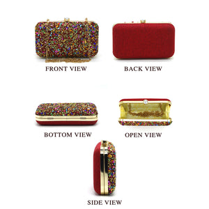 Two In One Multi Stone Frame Lock Women Clutch - myStore20202019