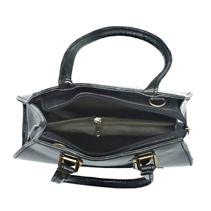 Two In One Single Zip Plain Jelly Finish Ladies HandBag - myStore20202019