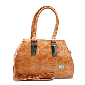Two In One Single Zip Plain Jelly Finish Ladies HandBag - myStore20202019