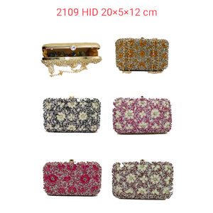Woman's Clutch 2In1 Small & Big Colour Stone With Flower Design - myStore20202019