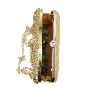 Woman's Clutch 2In1 Small & Big Colour Stone With Flower Design - myStore20202019