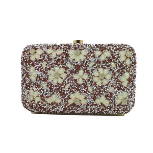 Woman's Clutch 2In1 Small & Big Colour Stone With Flower Design - myStore20202019