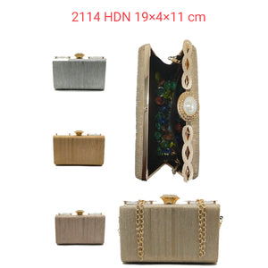 Woman's Clutch Lining Material With Diamond Frame Lock - myStore20202019