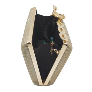 Woman's Clutch Lining Material With Diamond Frame Lock - myStore20202019
