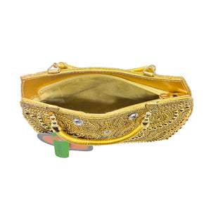 Woman's Clutch Rosilk Material With Pearl Hand Work Design - myStore20202019