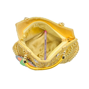 Woman's Clutch Rosilk Material With Pearl Hand Work Design - myStore20202019