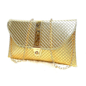 Women's Clutch With 2In1 Gold Stripe Buckle Design - myStore20202019