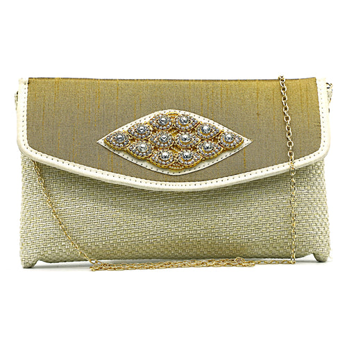 Women's Clutch With 2In1 Jute Eye Stone Design - myStore20202019