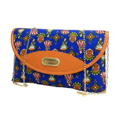 Women's Clutch With 2In1 Round Flap Multi Color Print Design - myStore20202019