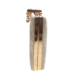 Women's Clutch With 2In1 Wave Shimmer Frame Stone Handle Design - myStore20202019