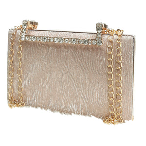 Women's Clutch With 2In1 Wave Shimmer Frame Stone Handle Design - myStore20202019