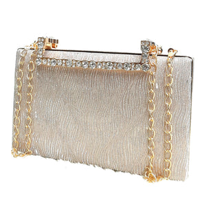 Women's Clutch With 2In1 Wave Shimmer Frame Stone Handle Design - myStore20202019