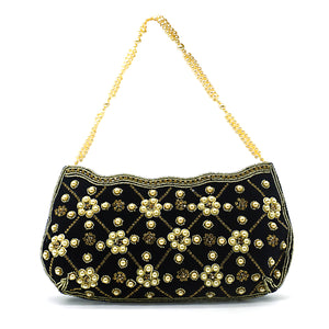 Women's Clutch With Bridal Pearl Work Wave Boat Design - myStore20202019