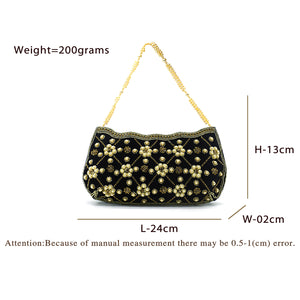 Women's Clutch With Bridal Pearl Work Wave Boat Design - myStore20202019