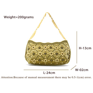 Women's Clutch With Bridal Pearl Work Wave Boat Design - myStore20202019
