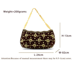 Women's Clutch With Bridal Pearl Work Wave Boat Design - myStore20202019
