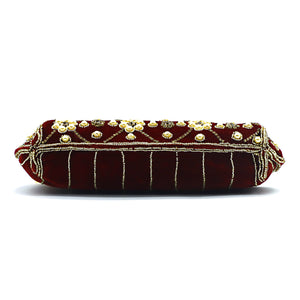 Women's Clutch With Bridal Pearl Work Wave Boat Design - myStore20202019
