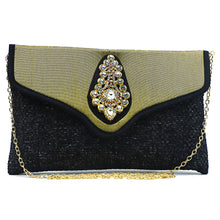 Load image into Gallery viewer, Women&#39;s Clutch With Two In One Flap Stone Jute Design - myStore20202019
