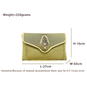 Women's Clutch With Two In One Flap Stone Jute Design - myStore20202019