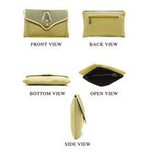 Load image into Gallery viewer, Women&#39;s Clutch With Two In One Flap Stone Jute Design - myStore20202019
