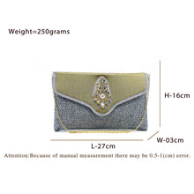 Load image into Gallery viewer, Women&#39;s Clutch With Two In One Flap Stone Jute Design - myStore20202019
