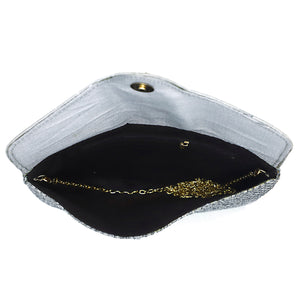 Women's Clutch With Two In One Flap Stone Jute Design - myStore20202019