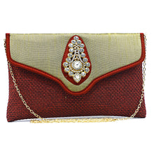 Load image into Gallery viewer, Women&#39;s Clutch With Two In One Flap Stone Jute Design - myStore20202019
