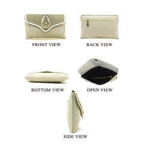 Women's Clutch With Two In One Flap Stone Jute Design - myStore20202019