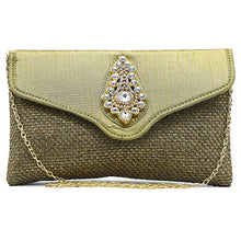 Load image into Gallery viewer, Women&#39;s Clutch With Two In One Flap Stone Jute Design - myStore20202019
