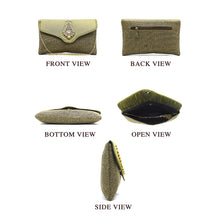 Load image into Gallery viewer, Women&#39;s Clutch With Two In One Flap Stone Jute Design - myStore20202019
