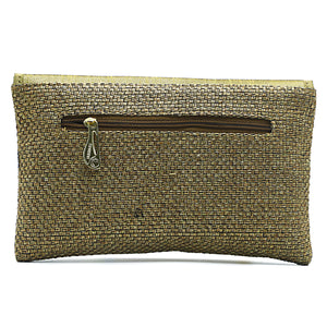 Women's Clutch With Two In One Flap Stone Jute Design - myStore20202019