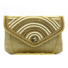 Load image into Gallery viewer, Women&#39;s Clutch with 2In1 Flap Heavy Pearl &amp; Stone Jute Design - myStore20202019
