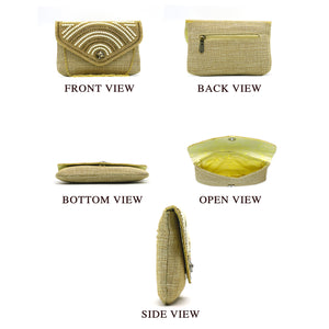 Women's Clutch with 2In1 Flap Heavy Pearl & Stone Jute Design - myStore20202019