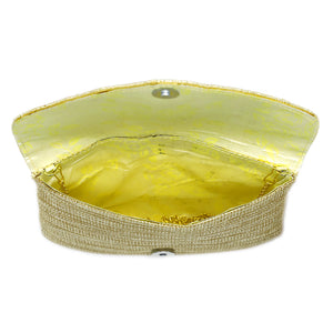 Women's Clutch with 2In1 Flap Heavy Pearl & Stone Jute Design - myStore20202019