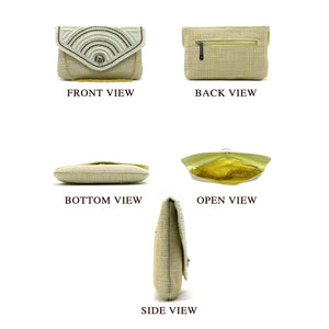 Women's Clutch with 2In1 Flap Heavy Pearl & Stone Jute Design - myStore20202019