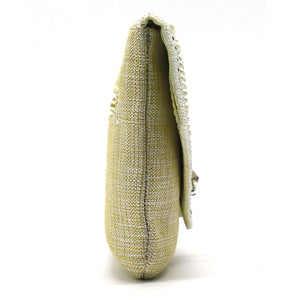Women's Clutch with 2In1 Flap Heavy Pearl & Stone Jute Design - myStore20202019
