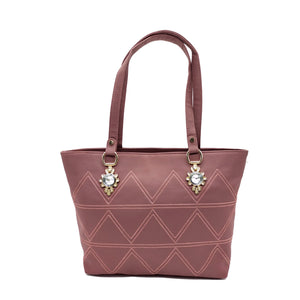Women's Handbag With Stone Fitting Zig Zag Design - myStore20202019