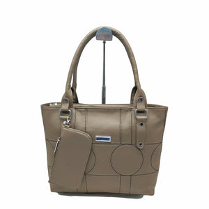 Women's Handbag & Pouch With Circles Stitch Design - myStore20202019