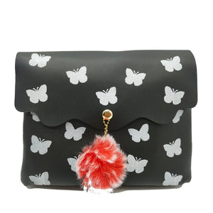 Women's Indian Sling Bag With Zig Zag Print Fur Ball Design - myStore20202019